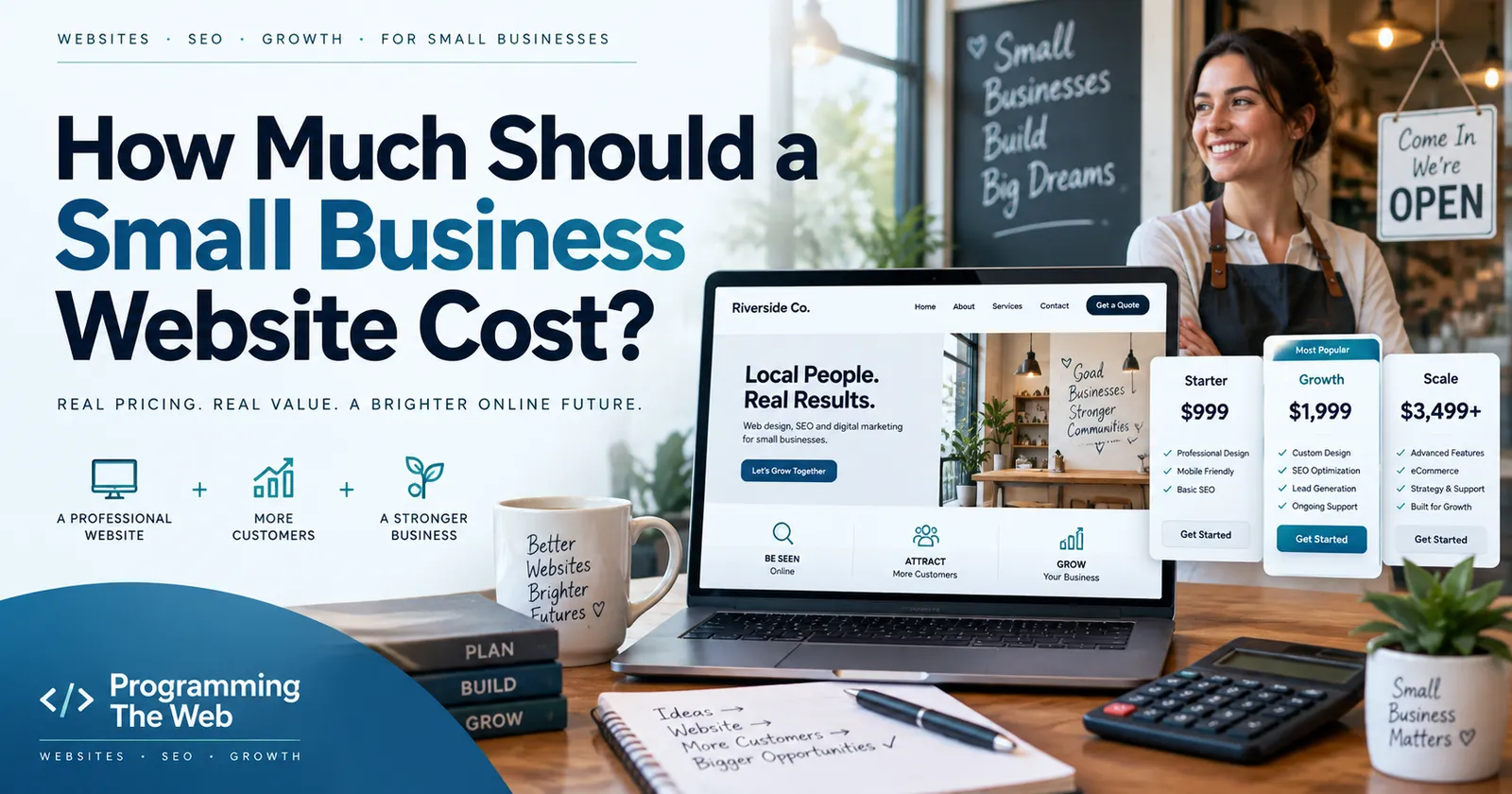 Illustration comparing small business website pricing options